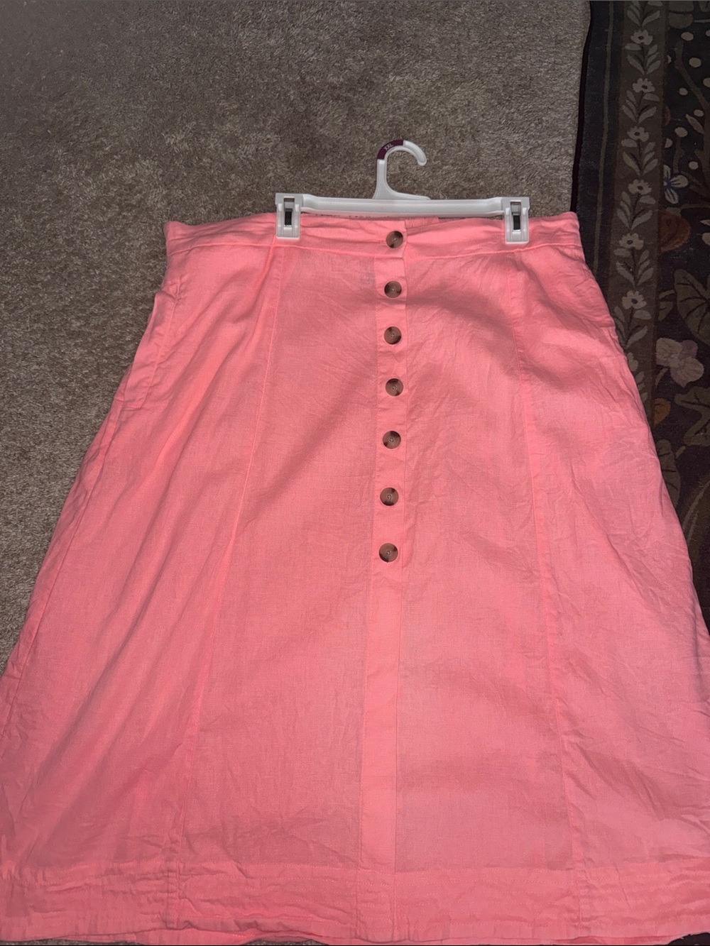 Universal Thread Coral Pink Button-Front A-Line Skirt